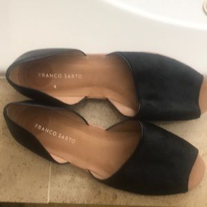 NEW BLACK FRANCO SARTO OPEN FRONT FUR SHOE 10